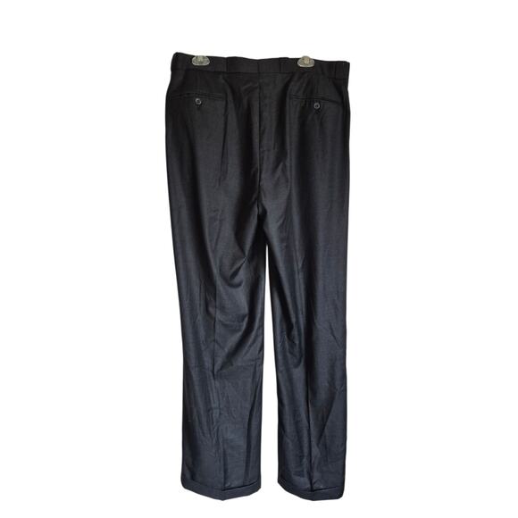 Andre Lanzino Men’s Dress Pants 36L Black 100% Wool Pleated Cuffed Hem Old Money - Picture 1 of 7
